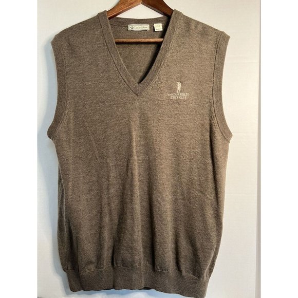 Donald Ross‎ Merino Wool Golf Vest. Brown/Beige. Tartan Fields Golf Club. L - Picture 2 of 3